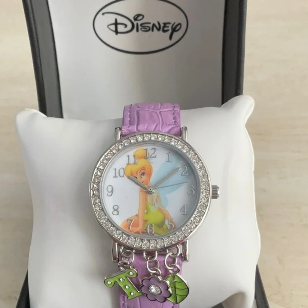 Tinkerbell Watch Disney Charms Wristwatch Tinker Bell Fairy Crystals Vintage